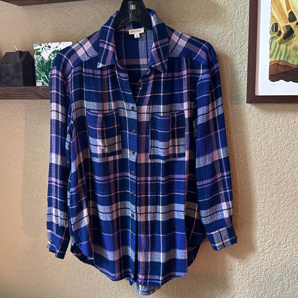 Anthro Pilcro Hadley Relaxed Button Down Shirt, Petite small